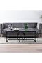 Rectangular Coffee Table for Living Room Furniture, Black & White Wooden Top Marble Te - 3