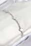 Brass Zircon Stone Clover Model Silver Color Women's Bracelet