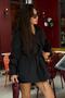 Black Buttoned Double Breasted Collar Short Women's Trench Coat Mg2509 - 5