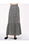 BUTTONED FRONT SINGLE RIFFIRED LONG CHIMNEY SKIRT - 2
