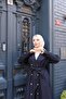 Women's Belted Double Button Lined Bondit Navy Blue Trench Coat - 5
