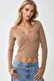 Long Sleeve Slim Fit Top with Lace Stripe Detail