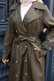 Women's Belted Double Button Lined Bondit Khaki Trench Coat - 4