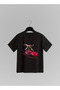 Cherry Printed Black T-Shirt for Women