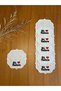 6 Pieces Ecru Color Linen Bi Coffee Embroidered Heart Decorated Cocktail Presentation Napkin
