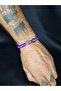 Purple Glass Beads Onyx Stone Rings and Yellow Beaded Bracelet - 3