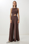 Flowy Cross Modal Jumpsuit Lub0154 Brown - 2