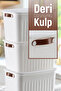 Decorative Storage Box 23 Liters, Multi-Purpose Organizer, Bathroom Kitchen Organizer, Box with Lid, White 3-Piece Set - 4