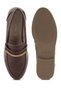 Women Brown Low Block Loafers Adorned with Golden Chain - 5