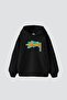 Sts Thermal Printed Oversize Unisex Black Hoodie