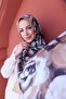 Silky Shawl with Acrylic Flower Pattern - 6
