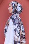 Silky Shawl with Acrylic Flower Pattern - 8