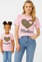 Mother Daughter Leopard Heart Mom Girl Kids Combination T-Shirt Set T-Shirt Twin (Single Price)