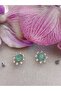 Gold Earrings with Pearls Light Green Nails Stone