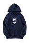 Unisex Oversize Hooded Winter White Cat Printed Hooded Sweatshirt - Navy Blue
