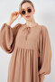 Women's Balloon Sleeve Long Hijab Dress Biscuit 1124 - 4