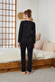 Black Heart Embroidery Ribbed Knitted Pajamas Suit25226003 - 3