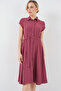 Women's Buttoned Belted Dress Dusty Rose 1011