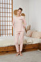 Salmon Love Embroidery Ribbed Knitted Pajamas Suit25226001 - 2