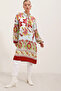 Women's Patterned Viscose Dress Burgundy 1043 - 2