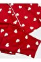 Cotton Suede Fabric Red Heart Patterned Shirt Collar Buttoned Sleepwear Set with Sleeping Glasses Suitable for Girl and Mother - 6