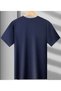 Chest Line Name Printed Cotton Combed Navy Blue T-Shirt - 3