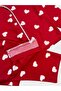 Cotton Suede Fabric Red Heart Patterned Shirt Collar Buttoned Sleepwear Set with Sleeping Glasses Suitable for Girl and Mother - 4