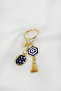 Cluster of Navy Blue Enameled Planet Flower Cluster Keychain, Gift Keychain