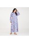 Blue and White Abstract Printed Maxi Shirt Dress – with Long Sleeves and Collared Neckline - 4