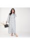 White Base Maxi Dress with Soft Floral Prints and Frilled Cuffs - 7