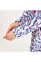 Blue and White Abstract Printed Maxi Shirt Dress – with Long Sleeves and Collared Neckline - 6