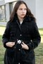 Black Belted Nubuck Fabric Girl's Fur Lined Hooded down Jacket 21311 - 8
