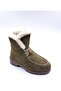 Genuine Suede Leather Inside Genuine Lamb Fur Khaki Green Women's Boots - 4