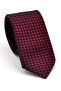Navy Blue Piti Square Patterned Burgundy Woven Fabric Slim Fit Tie with Handkerchief // Sdk-2503-6