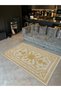 Mosso Yellow Themed Edge Detailed Flower Motif Pattern Woven Base Vintage Decorative Carpet Mosso190Yellow - 3