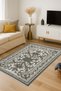Mosso Gray Themed Edge Detailed Flower and Motif Pattern Woven Base Vintage Decorative Carpet Mosso190Grey - 4