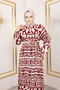 Asel Patterned Viscose Long Hijab Dress Tsd250205 Burgundy - 2