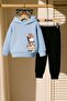 Cats Overlap Printed 3 Thread Children's Tracksuit Set
