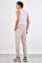 Men's Regular Fit Beige Sweatpants - 4