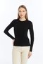 Women's Black Cobalt Blue Round Neck 2-Piece Bodysuit - 4