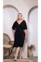 Black Wide V-Neck Belt Buckle Detailed Women's Dress - 4