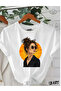 Oversize Printed T-Shirt, Oversize Unisex White T-Shirt - 3