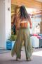 Khaki Color Asymmetric Silk Trousers - 3