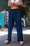 Navy Blue Color Vintage Embroidered Bohemian Trousers - 4