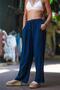 Navy Blue Color Vintage Embroidered Bohemian Trousers - 8