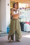 Khaki Color Asymmetric Silk Trousers