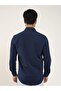 Men's Regular Fit Long Sleeve Navy Blue Shirt - 5