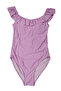 Pink Ruffled Straight Strap Women's Swimsuit