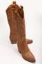 Women's Cowboy Boots - Embossed Double Color Embroidery Detailed Long Boots - 5