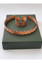 Unisex Adjustable 100% Pure Copper Bracelet Stylish Copper Ring Combination Handmade Bracelet Ring